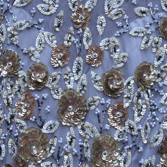 Mac Duggal 5533 Womens Embellished High Neck Long Sleeve Gown Dress Platinum - Picture 8 of 13